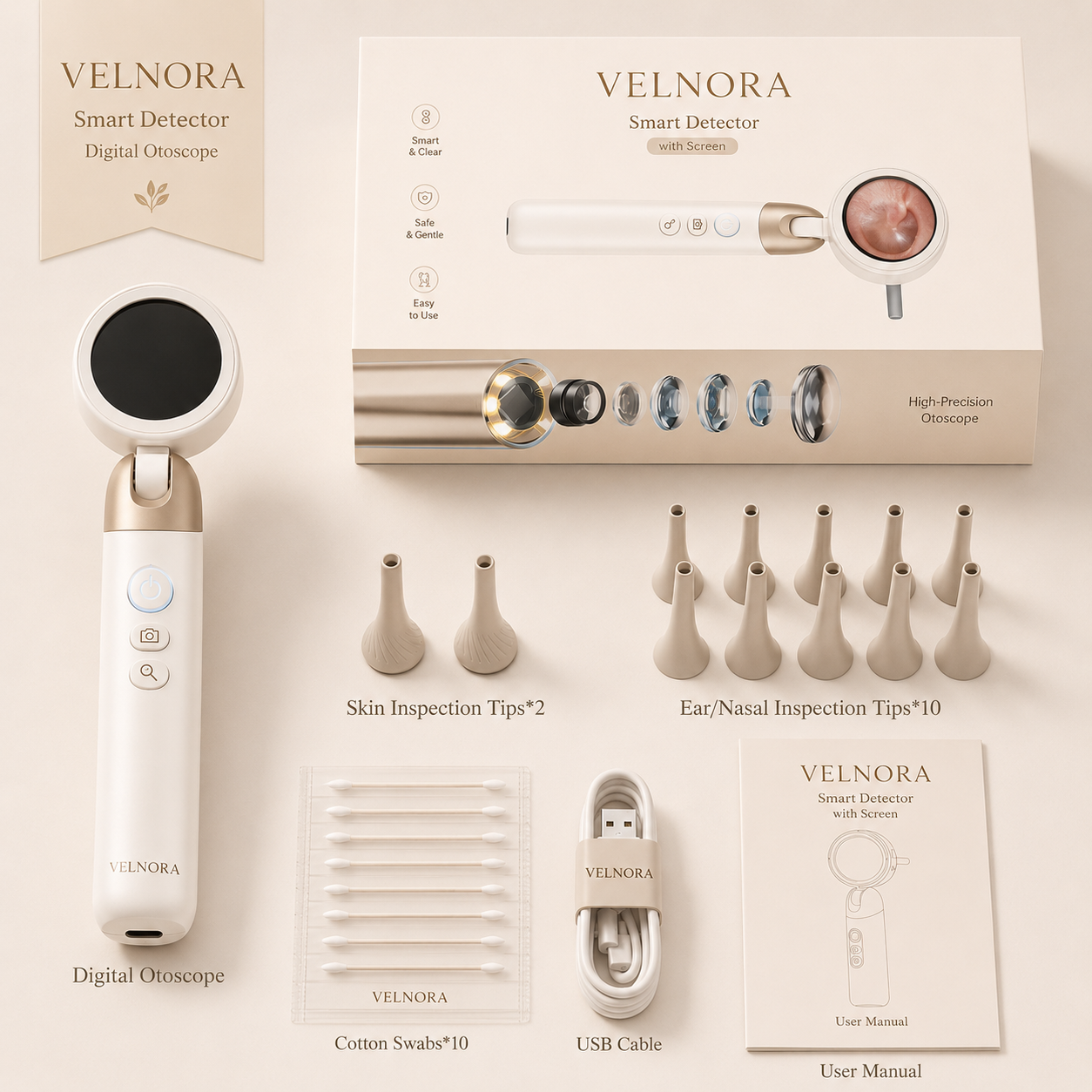 Velnora Digital Otoscope with LED Light