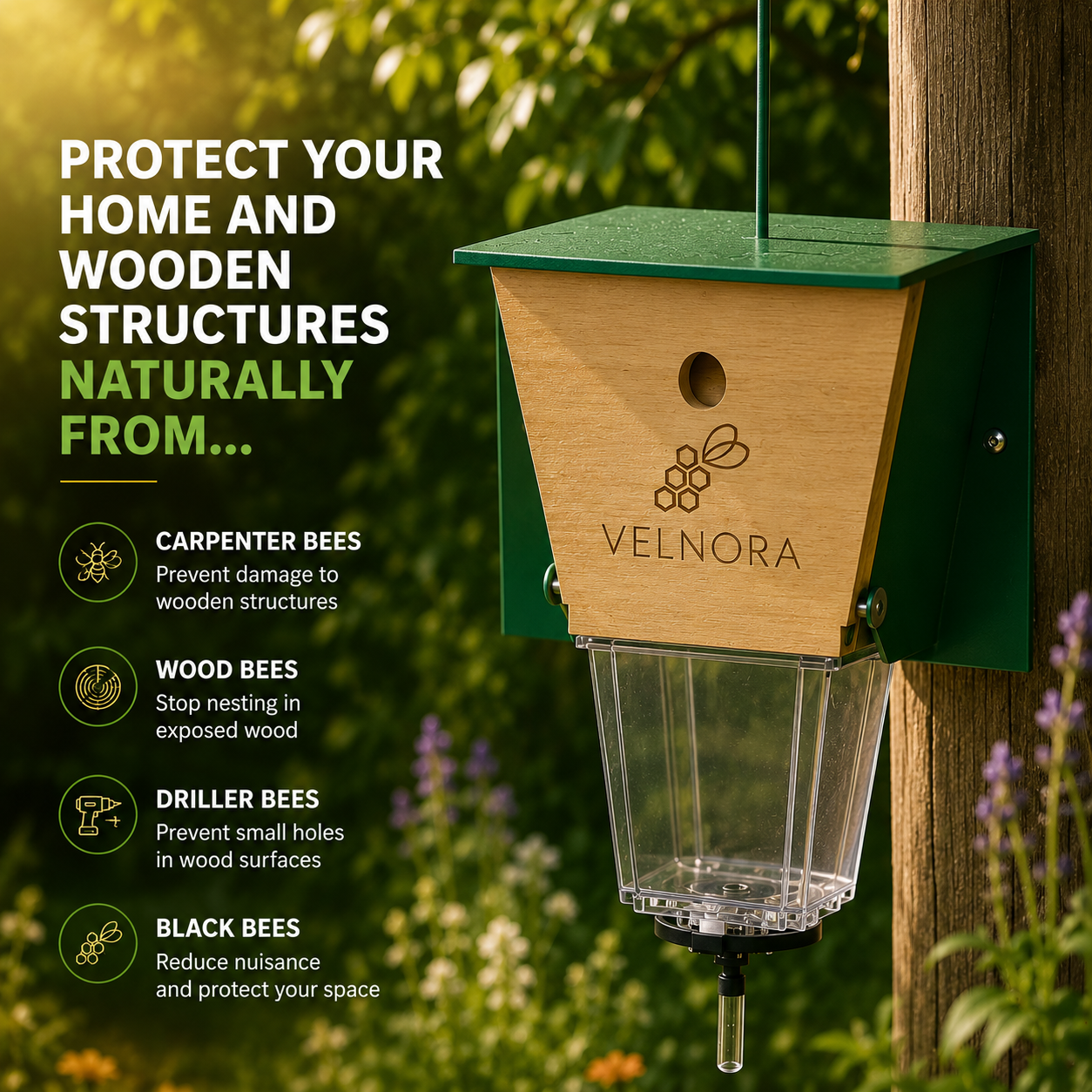 Velnora Carpenter Bee Trap