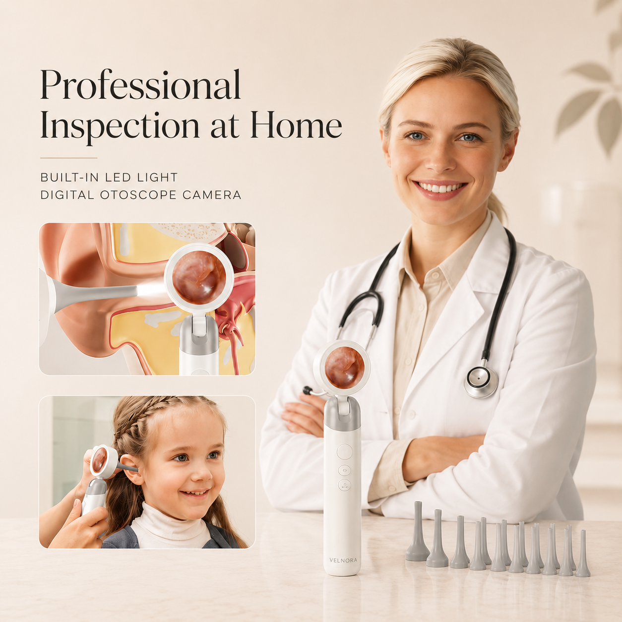 Velnora Digital Otoscope with LED Light